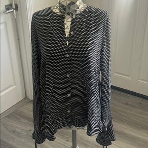 Robert Rodriguez Black and White Star Pattern Open Back Top